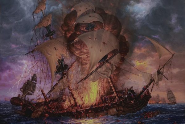 Καταστροφή Τουρκικής Φρεγάτας κατά τους Αγώνες της Επανάστασης του 1821 μ.χ.